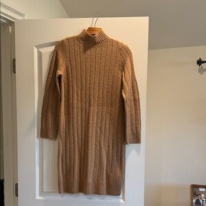Madewell Camel Long Sleeve Ribbed Dress